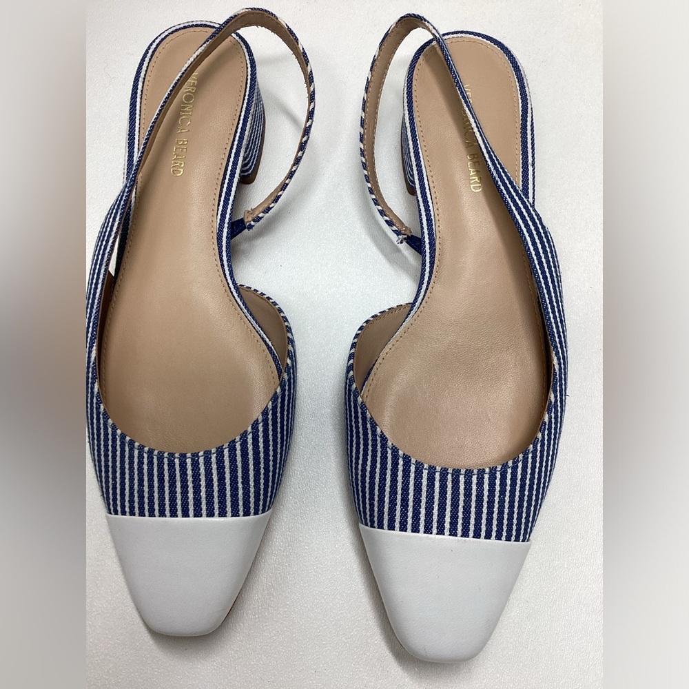 Veronuca Beard Vero Cuoio Navy and White Striped Slingback Flats